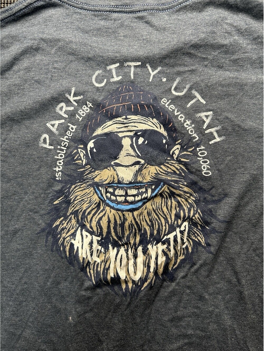 Park City Utah Yeti Bigfoot Graphic Tee XL Double Sided Outdoor Shirt